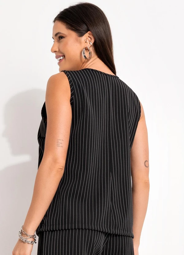 Bimini - Colete Listrado Preto e Branco Risca de Giz 2