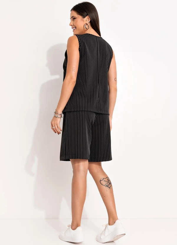 Bimini - Colete Listrado Preto e Branco Risca de Giz 4