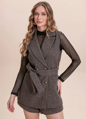 Angel - Colete Longo Marrom - ANGEL