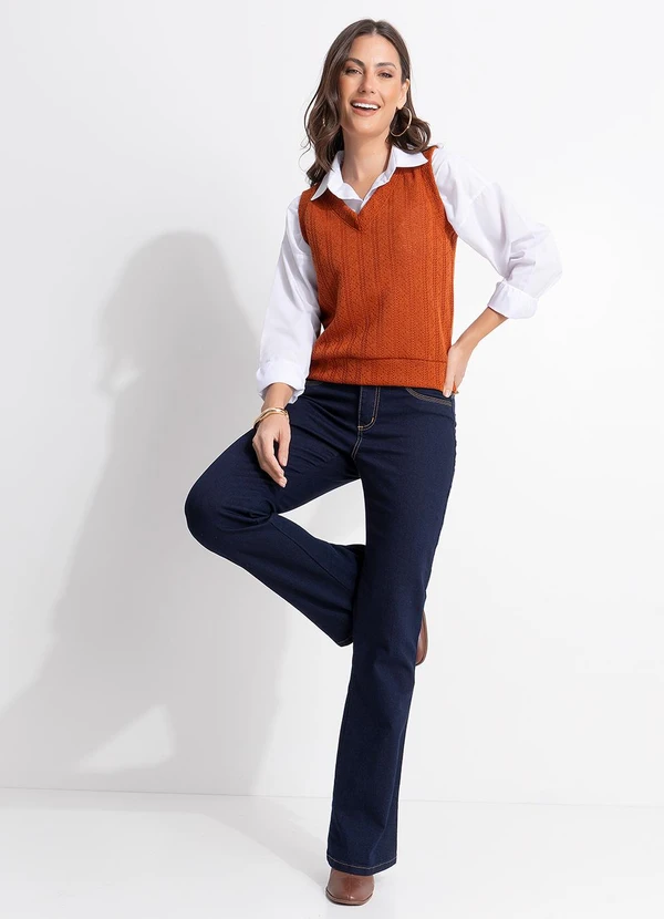 Quintess - Colete Marrom em Malha Tricô