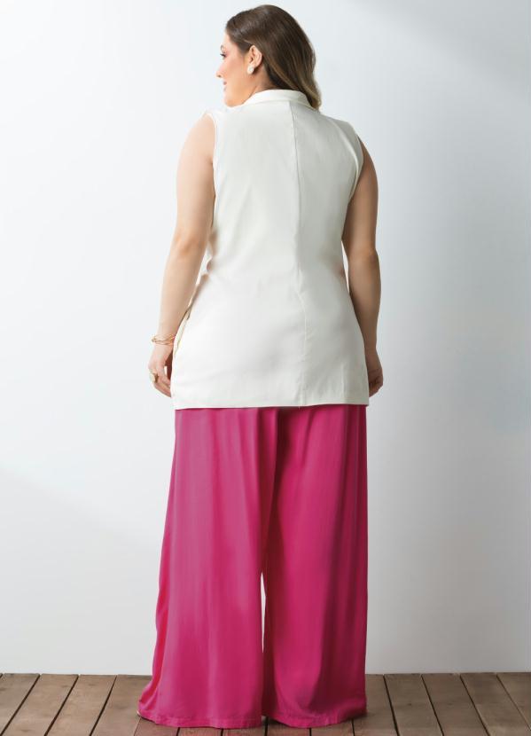 Quintess - Colete Off White Alongado com Bolsos 11