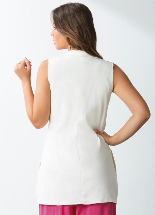 Quintess - Colete Off White Alongado com Bolsos 3