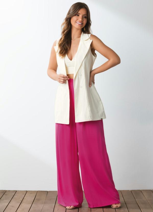 Quintess - Colete Off White Alongado com Bolsos 4