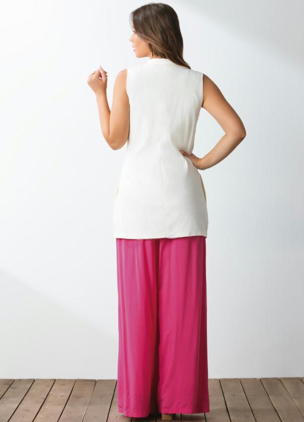 Quintess - Colete Off White Alongado com Bolsos 5