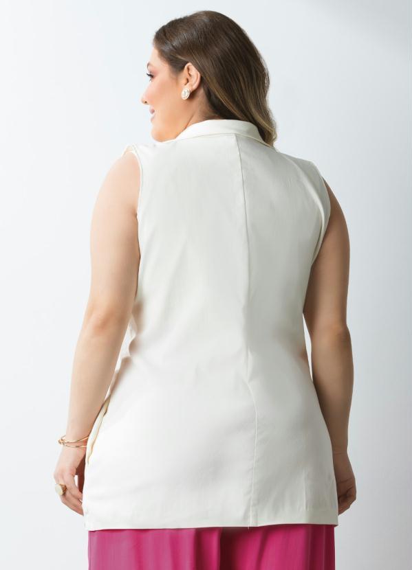 Quintess - Colete Off White Alongado com Bolsos 9