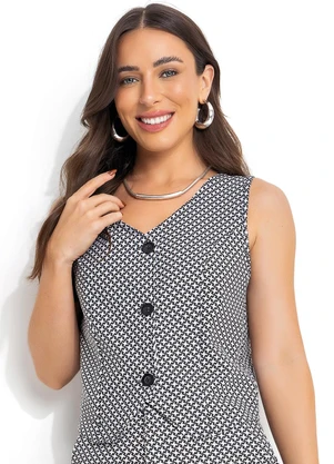 Moda Pop - Colete Pied de Poule em Malha Piquet - MODA POP