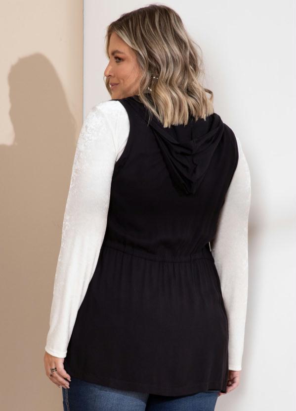 Quintess - Colete Preto Alongado com Cintura Ajustável 10