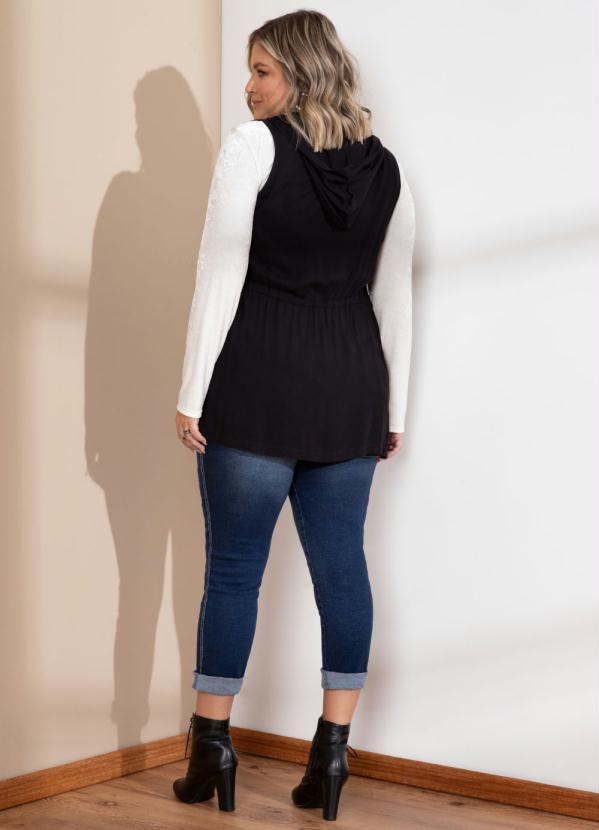 Quintess - Colete Preto Alongado com Cintura Ajustável 12