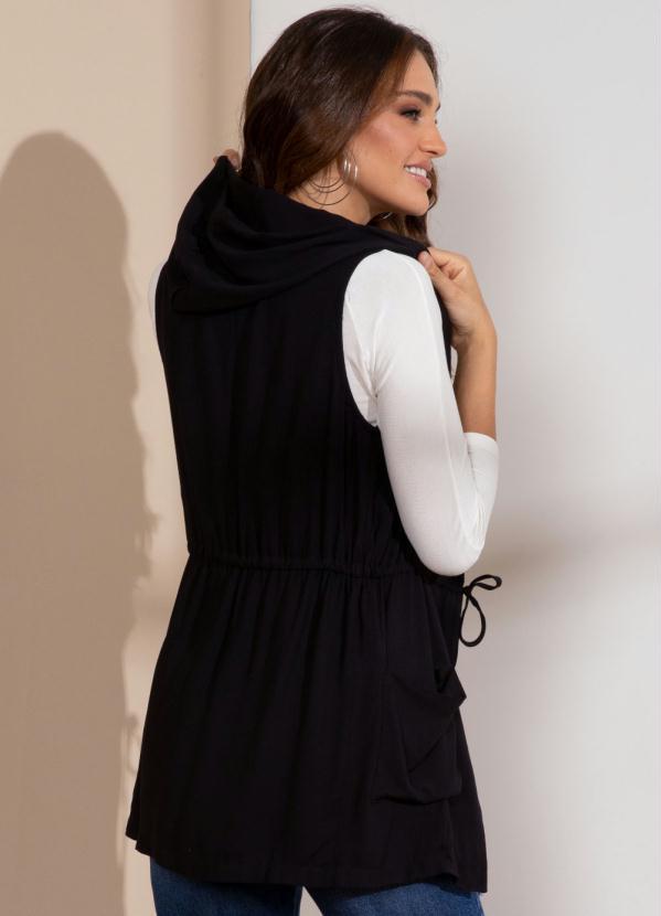 Quintess - Colete Preto Alongado com Cintura Ajustável 6