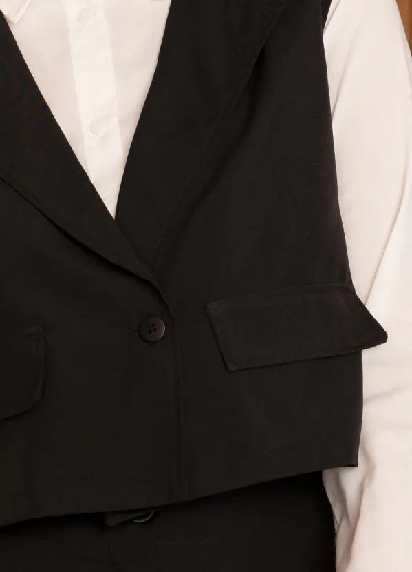 Quintess - Colete Preto em Crepe Plano 9