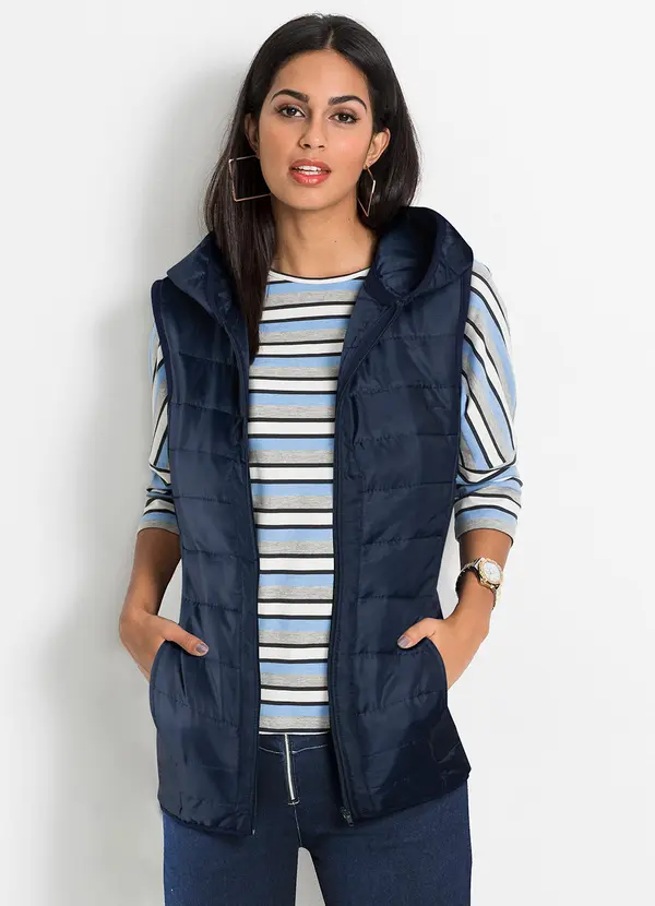 bonprix - Colete Puff Azul Marinho