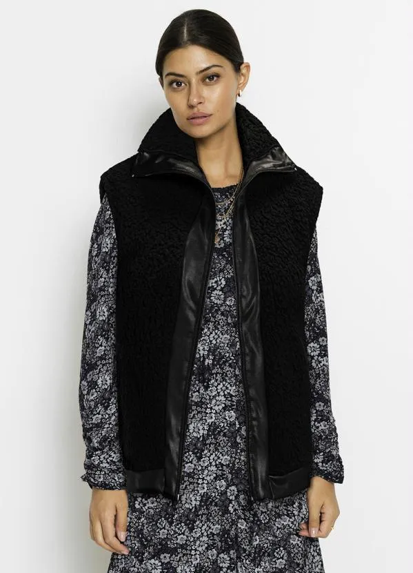 bonprix - Colete Teddy Preto