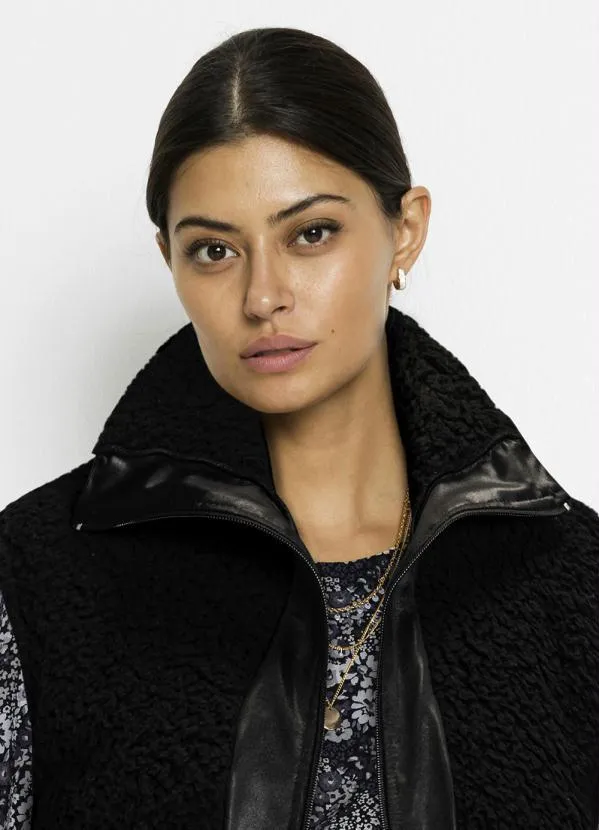 bonprix - Colete Teddy Preto