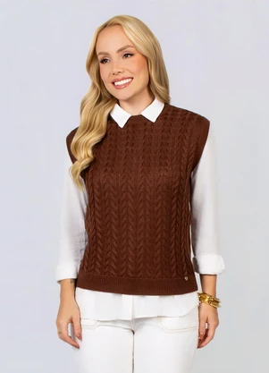 Doce Tom - Colete Tricot Elegante Moderno Marrom - DOCE TOM