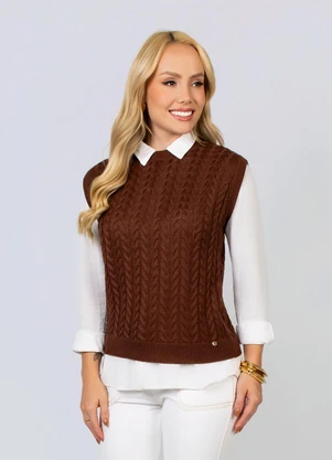 Doce Tom - Colete Tricot Elegante Moderno Marrom - DOCE TOM