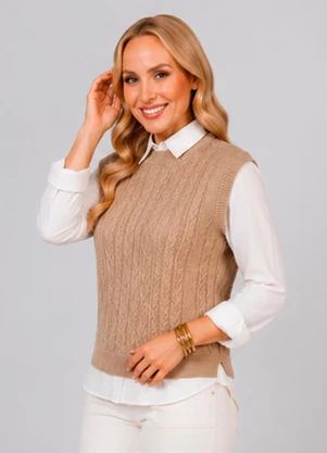 Doce Tom - Colete Tricot Elegante Moderno Nude - DOCE TOM