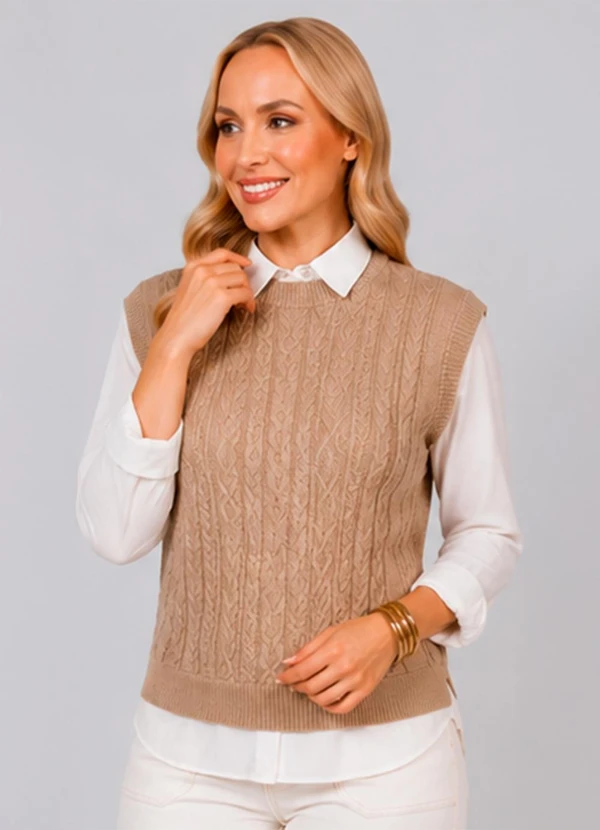 Doce Tom - Colete Tricot Elegante Moderno Nude