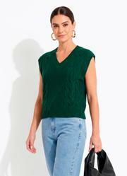 Colete Verde Escuro em Tricot