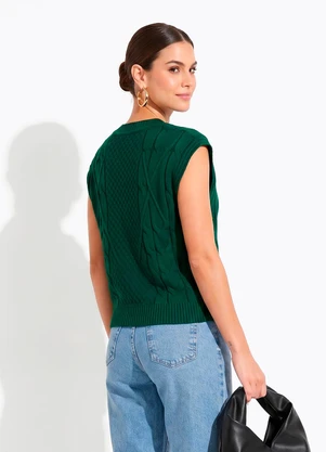 Quintess - Colete Verde Escuro em Tricot - QUINTESS