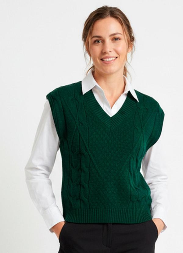 Colete (Verde Escuro) em Tricot