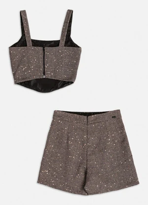 Authoria - Conjunto de Tweed com Paetê Marrom - AUTHORIA
