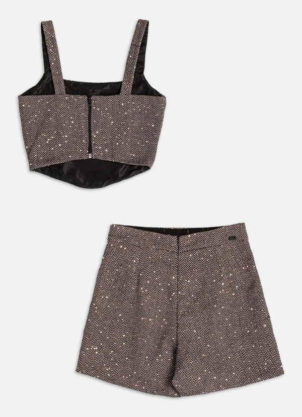 Authoria - Conjunto de Tweed com Paetê Marrom 2