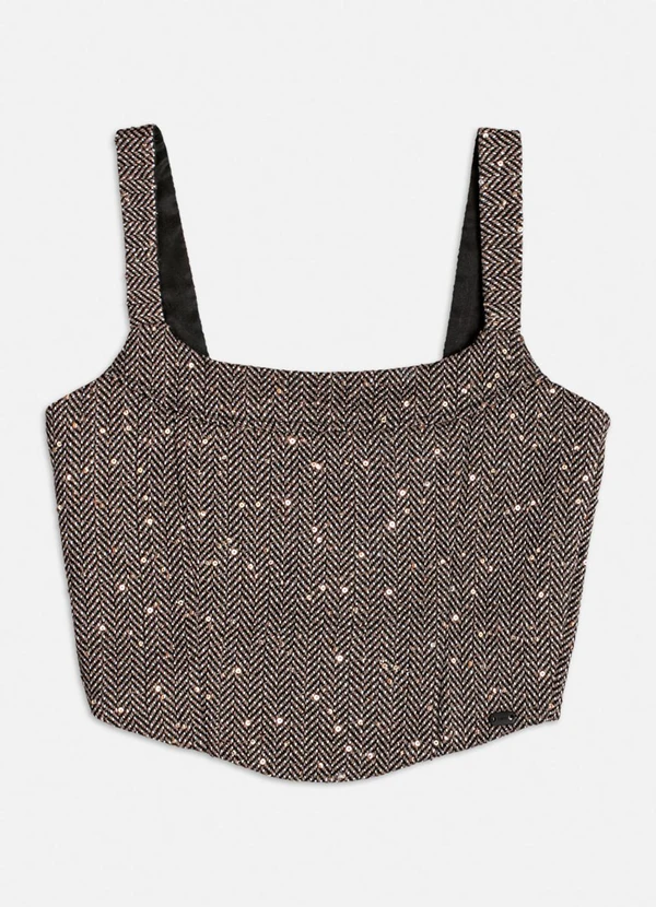 Authoria - Conjunto de Tweed com Paetê Marrom 3