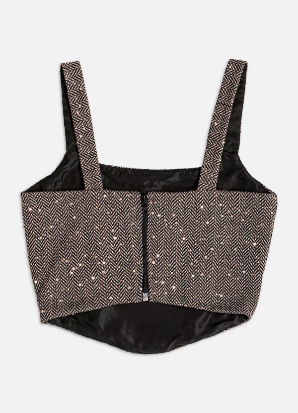 Authoria - Conjunto de Tweed com Paetê Marrom 4