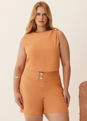 Elegance - Blusa e Shorts com Metal Dourado Laranja Terroir - ELEGANCE