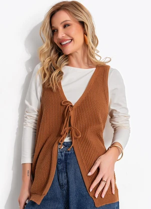 Quintess - Blusa Marrom em Malha de Viscose - QUINTESS