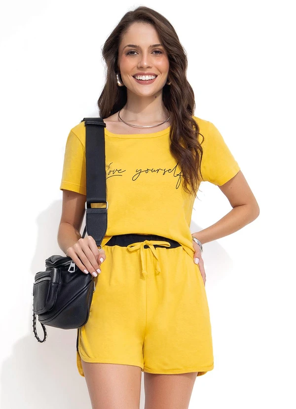 Moda Pop - Conjunto Amarelo com Recortes