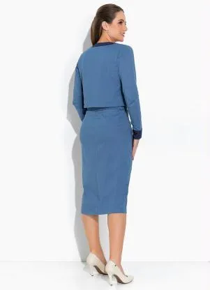 Rosalie - Conjunto Azul Claro Casaco Saia - ROSALIE