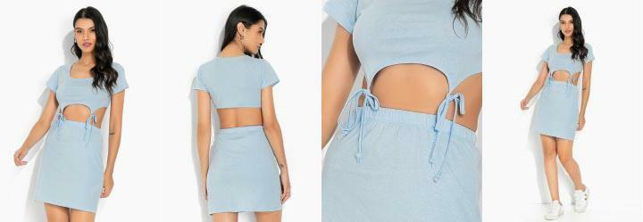 Conjunto Azul Claro com Amarra��es