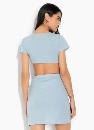 Moda Pop - Conjunto Azul Claro com Amarrações - MODA POP