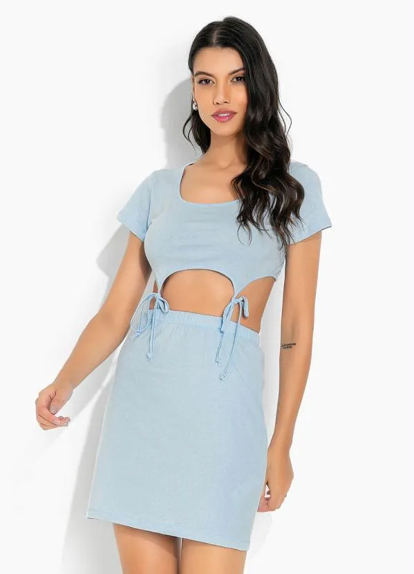 Moda Pop - Conjunto Azul Claro com Amarrações 1