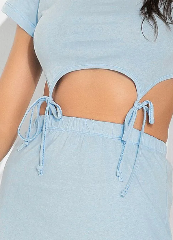 Moda Pop - Conjunto Azul Claro com Amarrações 3