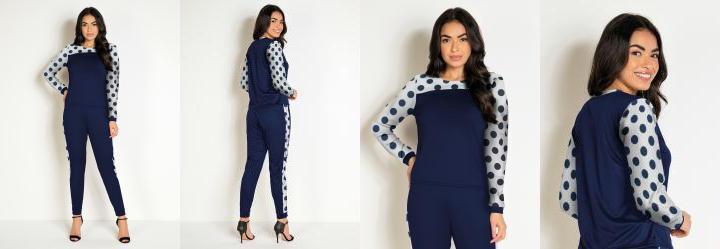 Conjunto Azul com Blusa e Cal�a