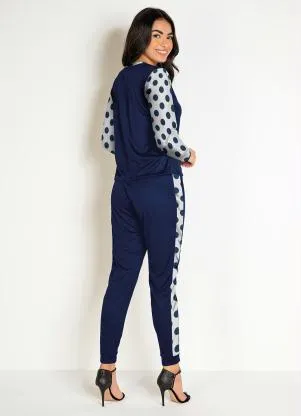 Moda Pop - Conjunto Azul com Blusa e Calça - MODA POP