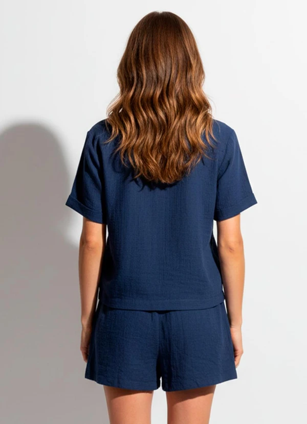 Quintess - Conjunto Azul Marinho em Tecido de Algodão 2