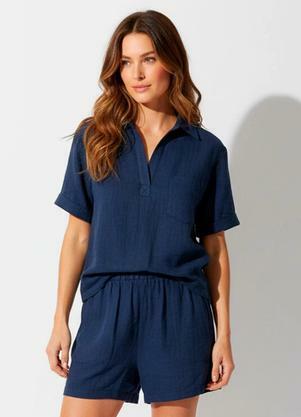 Conjunto (Azul Marinho) em Tecido de Algod�o