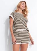 Conjunto Bege em Canelado Listrado