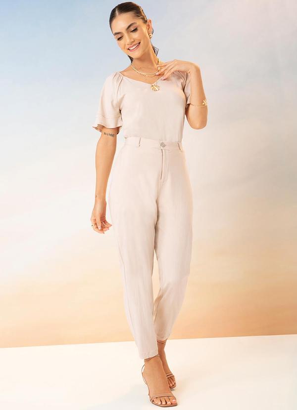 Cativa - Conjunto Blusa + Calça em Tecido Dinastia Bege