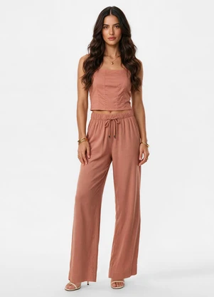 Dianna - Conjunto Blusa com Calça Feminina Marrom - DIANNA
