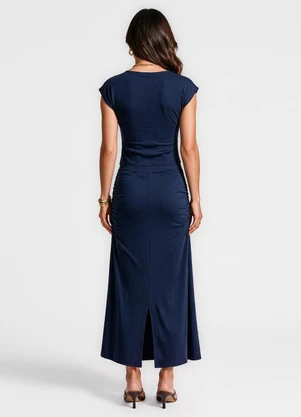 Dianna - Conjunto Blusa com Saia Longa com Abertura Azul - DIANNA