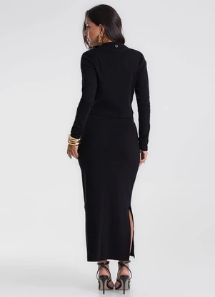 Endless - Conjunto Blusa com Saia Midi Preto - ENDLESS