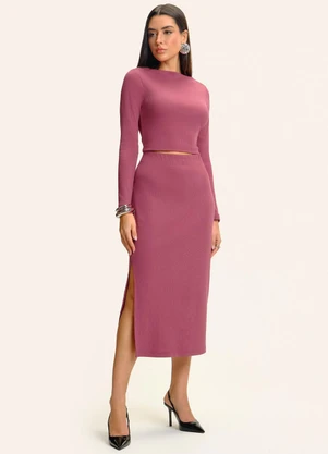 Endless - Conjunto Blusa com Saia Midi Vermelho - ENDLESS