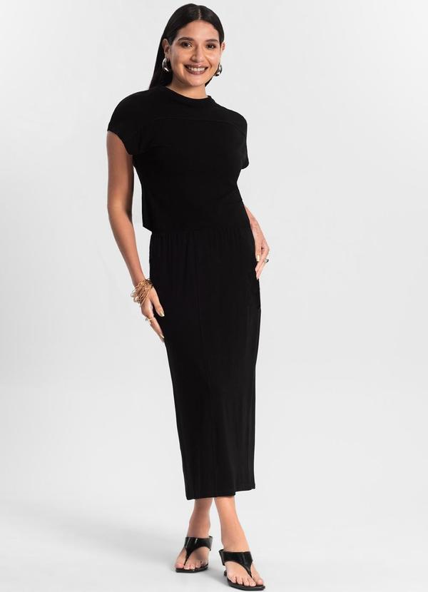 Rovitex - Conjunto Blusa com Saia Preto