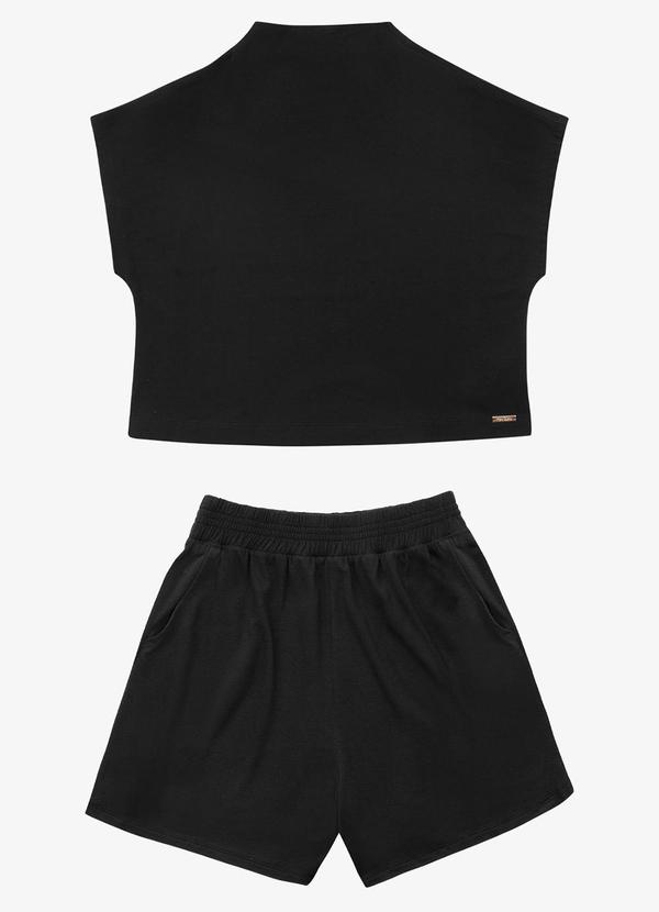 Rovitex - Conjunto Blusa com Shorts de Molecotton Preto 2