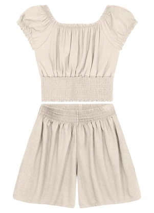 Minty - Conjunto Blusa com Shorts em Viscose Bege - MINTY