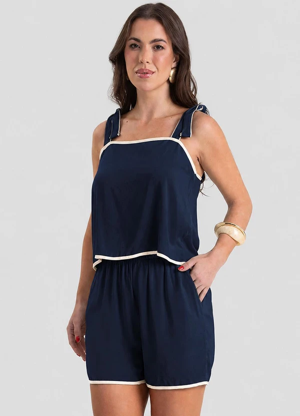 Dianna - Conjunto Blusa com Shorts Feminina Azul